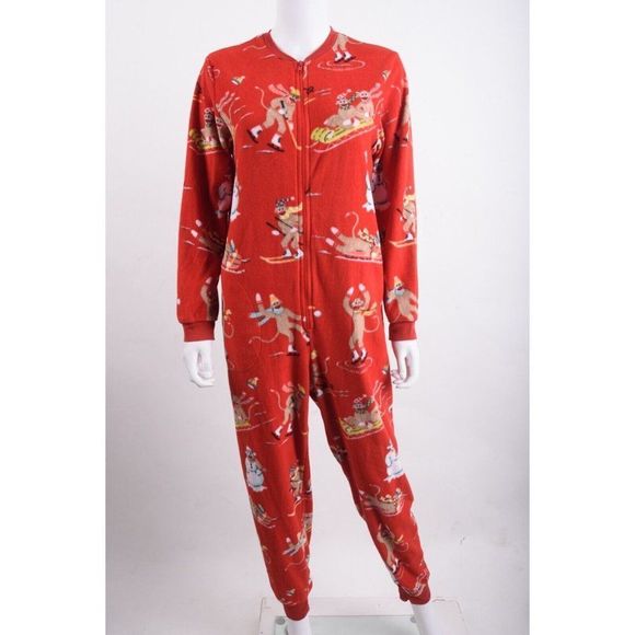 Nick & Nora Intimates & Sleepwear Nickand Norawomens Red Sock Monkey Winter One Piece
